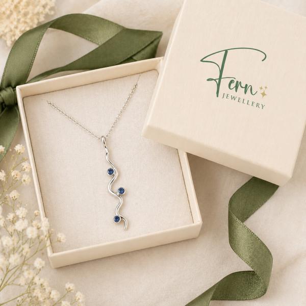 Silver Wave Pendant Necklace Boxed