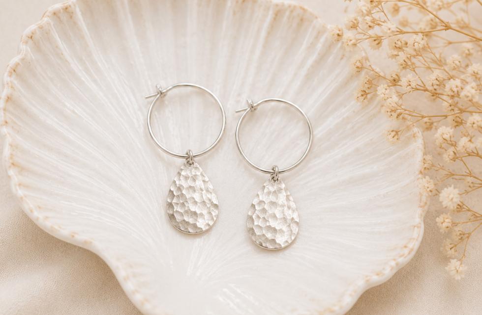 Hammered Teardrop Earrings
