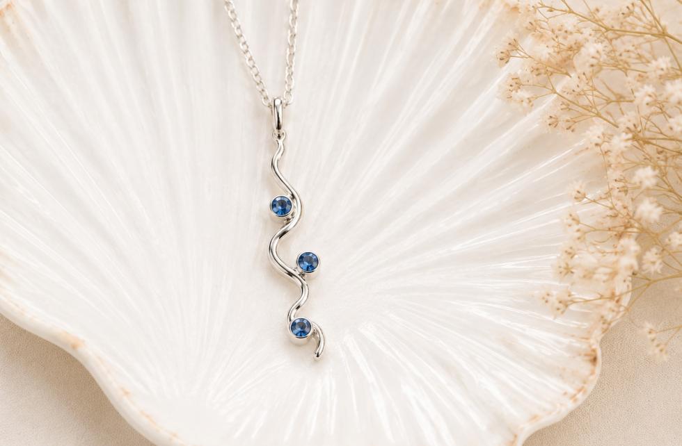 Silver Wave Pendant Necklace